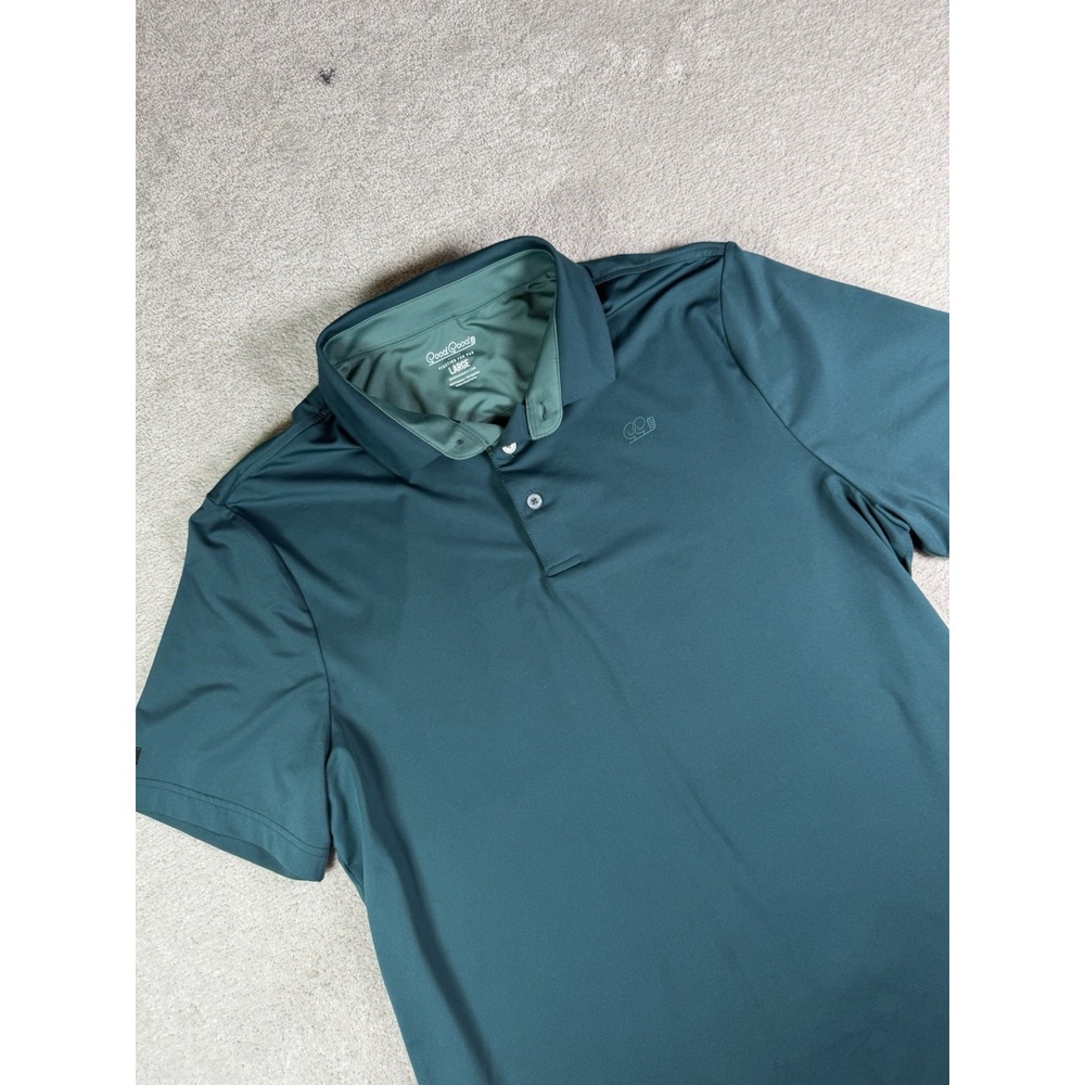Good Good Golf Polo Shirt Mens L Green Performance Stretch Short Sleeve